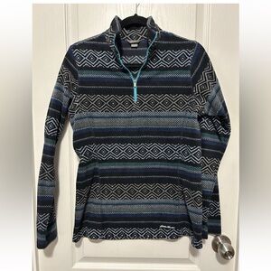 Eddie Bauer 1/4 Zip Fleece Pullover Womens Aztec Southwestern Sweater Size Small